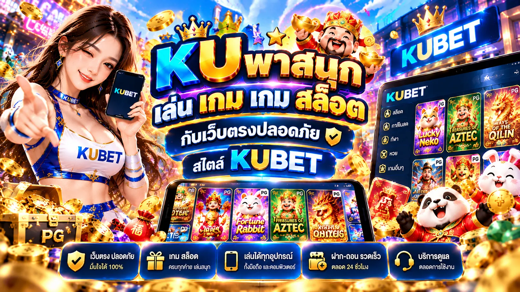 KU พาสนุก เล่น เกม เกม สล็อต กับเว็บตรงปลอดภัยสไตล์ KUBET
